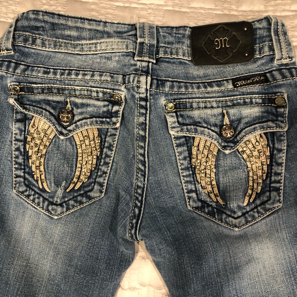 Miss Me Straight Angel Wings Flap Bling Pocket
